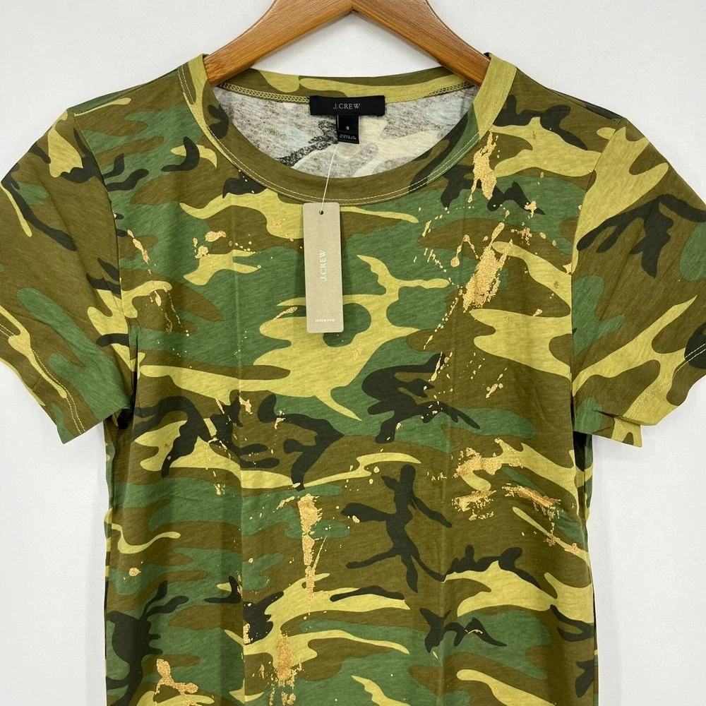 J. Crew Camouflage T-Shirt Women's Size S Green Camo Print Short Sleeve New‎ NWT